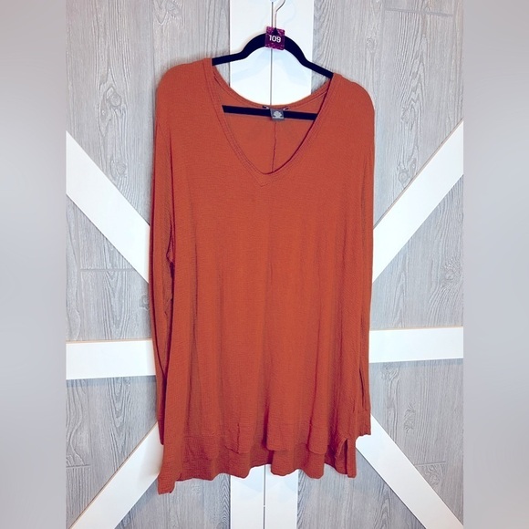 109. Adrianna Papell Rust Long Sleeve Lightweight Tunic XXL - Picture 1 of 4